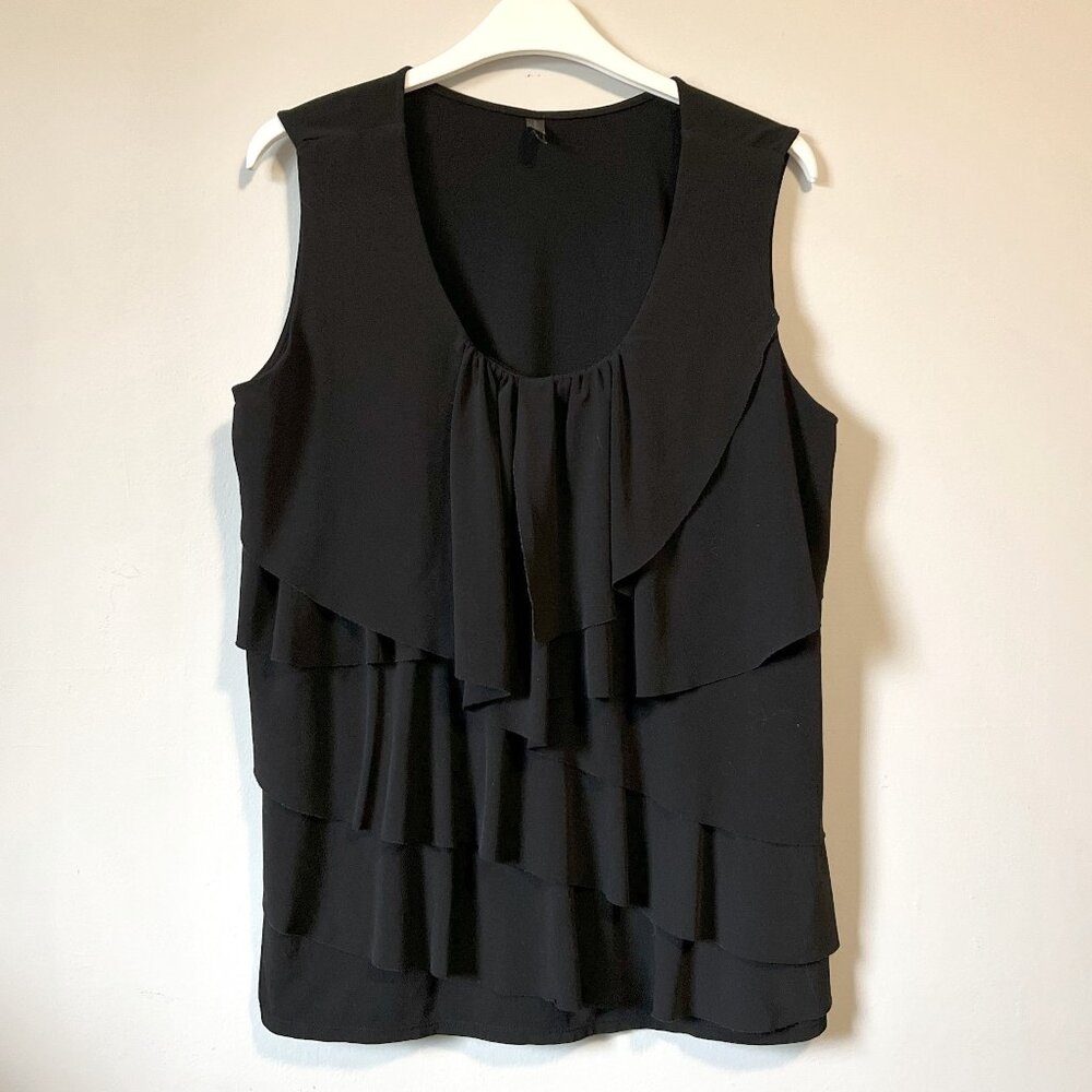 Whimsigoth Black Tiered Ruffle Tank Top Denver Hayes XL